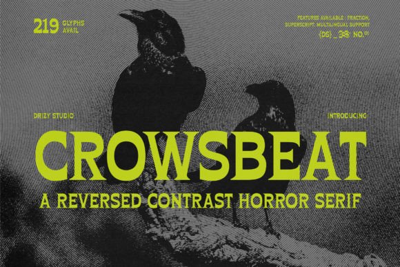 Crowsbeat – A Reversed Contrast Horror Typeface for Bold Branding